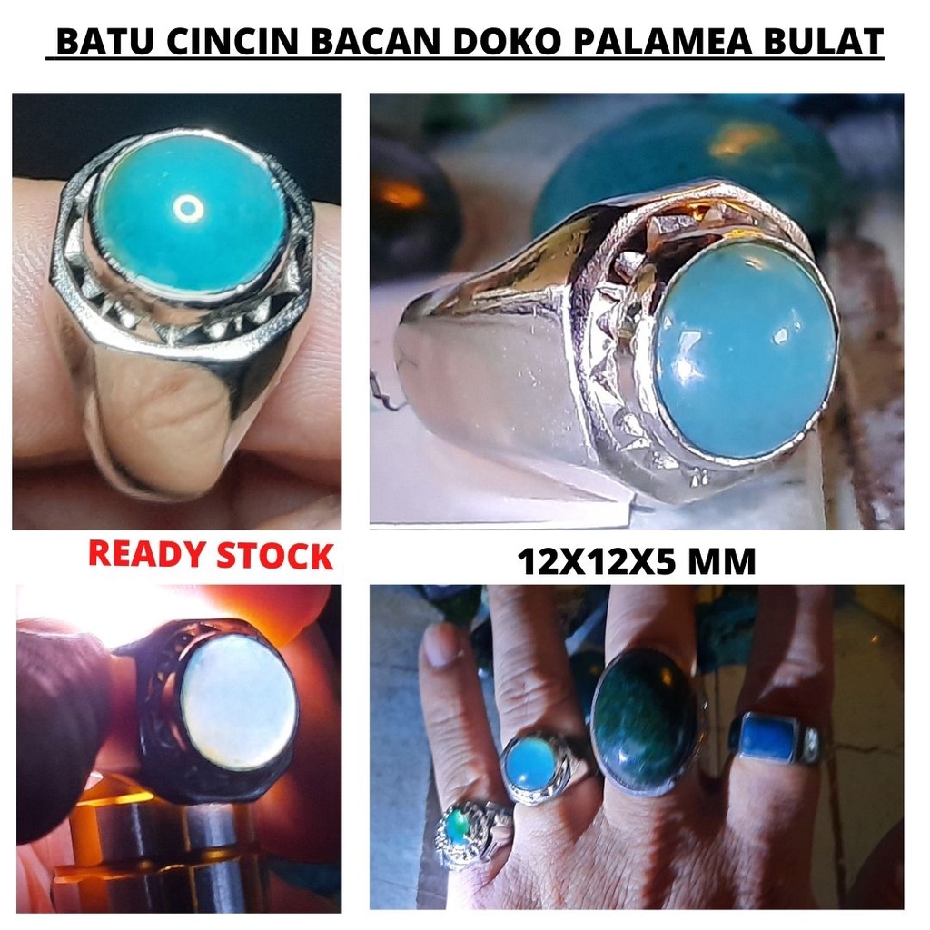 Batu Permata Cincin Bacan Doko Palamea Asli Kristal 100% Original Chalcedony Chrysocolla 101114