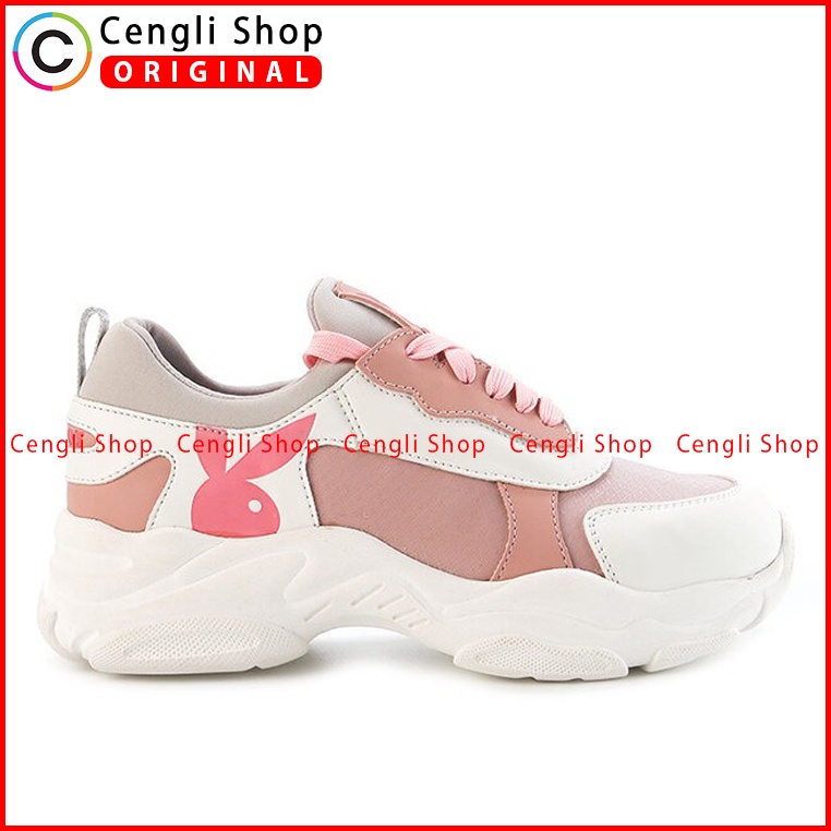 SEPATU SNEAKER PLAYBOY WANITA ORIGINAL CASUAL KETS BRANDED PINK PLW11