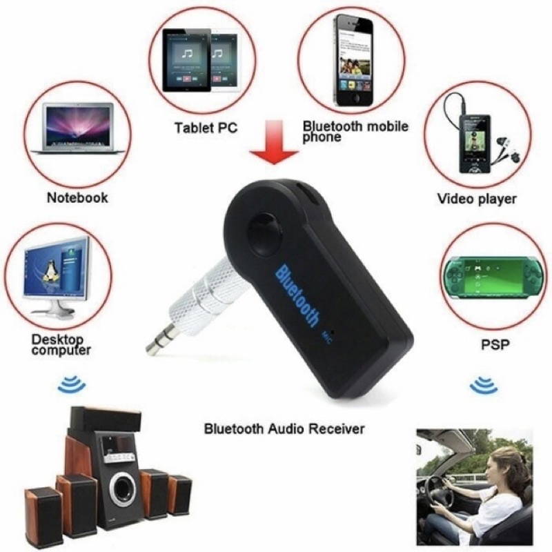 BLUETOOTH AUDIO RECEIVER MOBIL AUX USB WIRELESS HANDSFREE