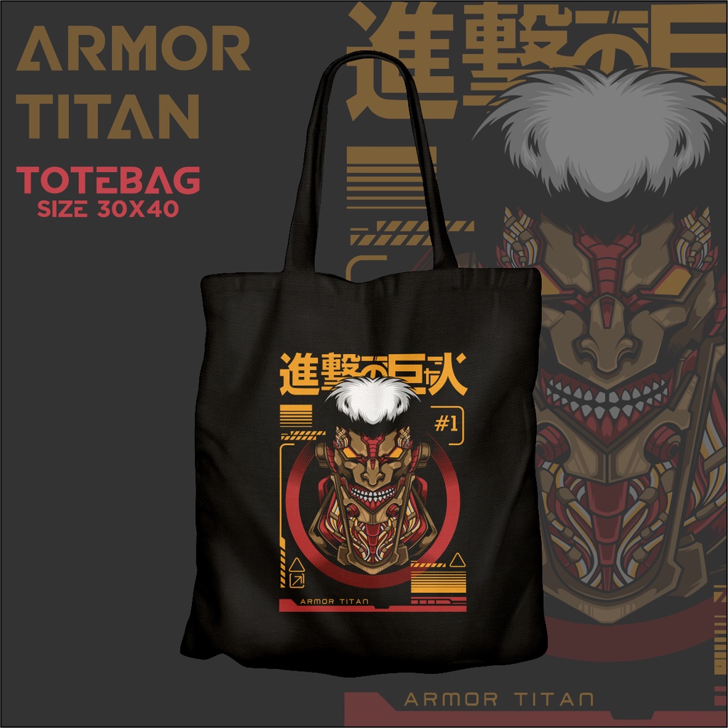 TERBARU !! Totebag kanvas anime attack on titan !! Armor titan 01