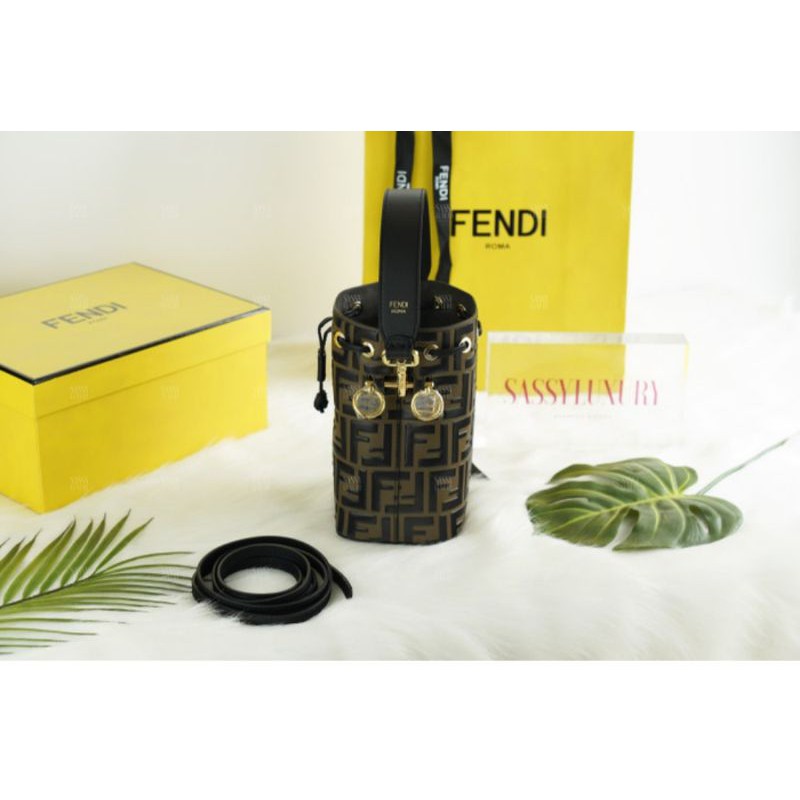 Fendi mon tresor Multicolor Bag brown leater mini size