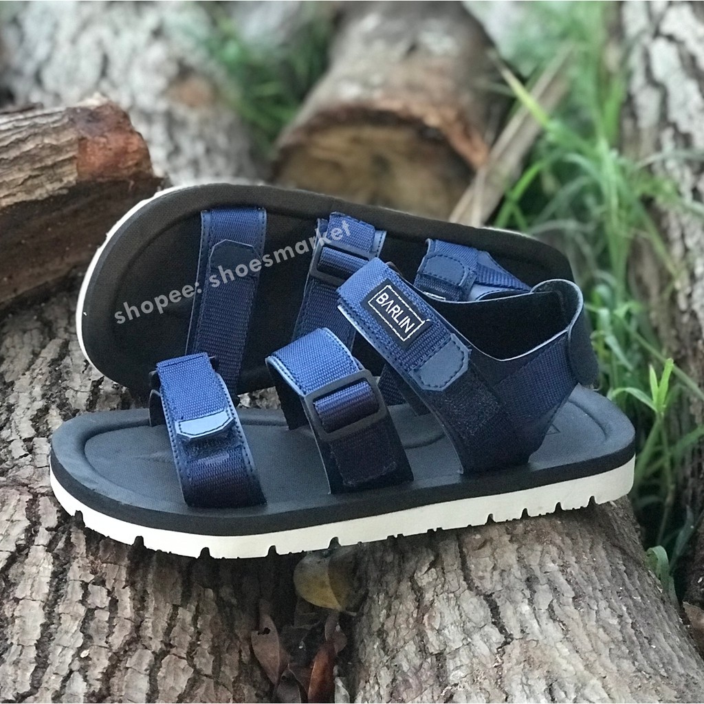 BISA BAYAR DITEMPAT (COD) SANDAL GUNUNG PRIA BLACK NAVY CASUAL SENDAL ORIGINAL BARLIN