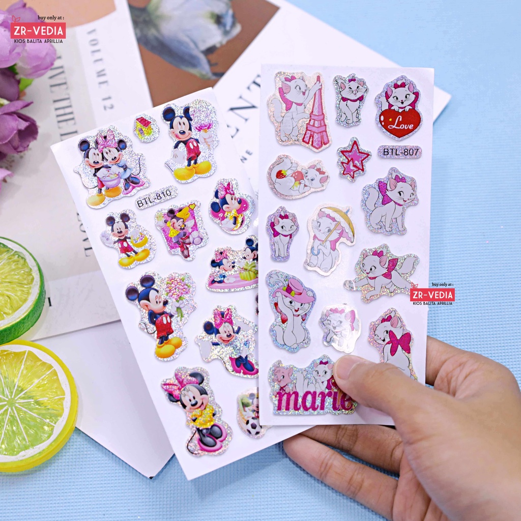 (ISI 1-3 PCS ) Stiker Timbul Mainan Anak-Anak Import Foam Glitter Karakter Kartun 3D Lucu Buat Hadiah Sticker