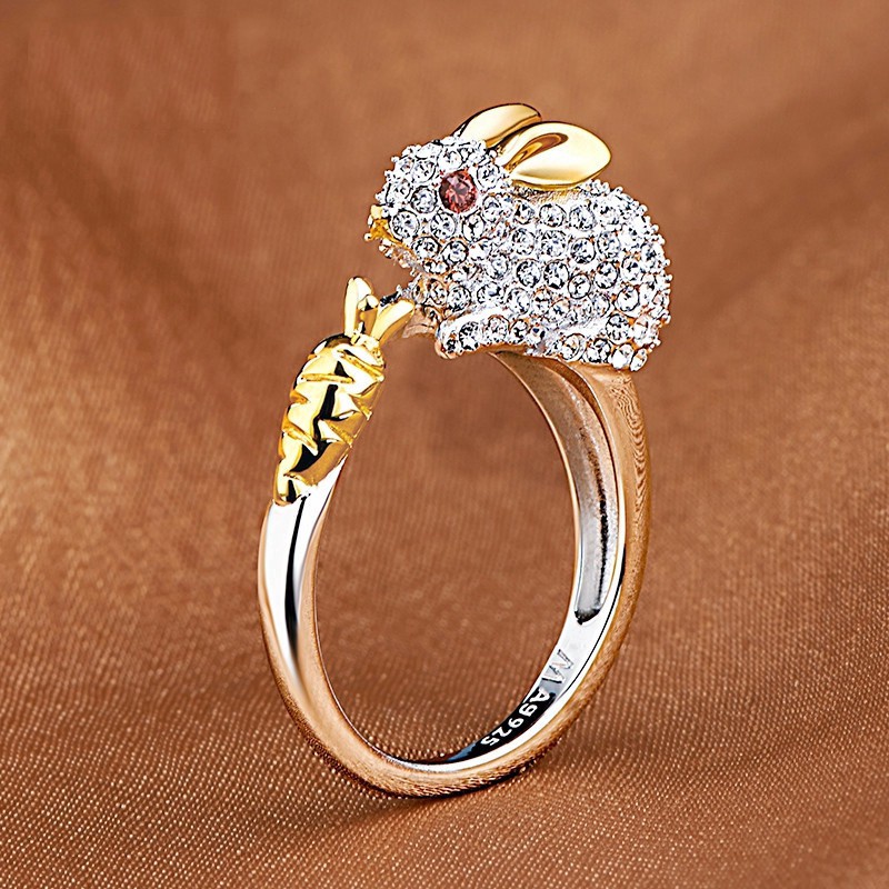 12 Zodiak Cincin Pertunangan Berlian Hewan Lucu Fashion Pria dan Wanita