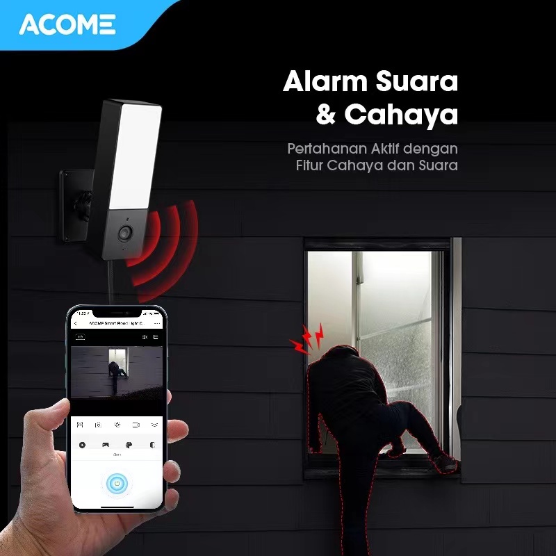 ACOME Camera CCTV FULL HD Kamera 1296P Kamera Alarm Suara Cahaya Luar Ruangan Garansi Resmi 1 Tahun AFC01