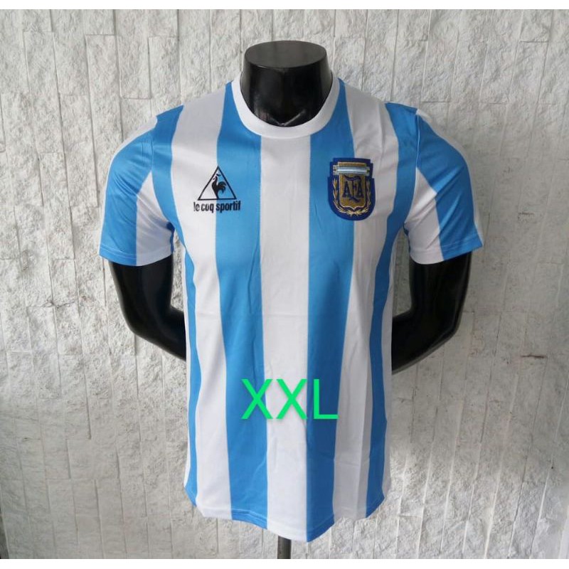 JERSEY ARGENTINA HOME RETRO KLASIK MARADONA JUARA BIG SIZE XXL 2XL 1986 CLASIC GO GRADE ORI THAILAND