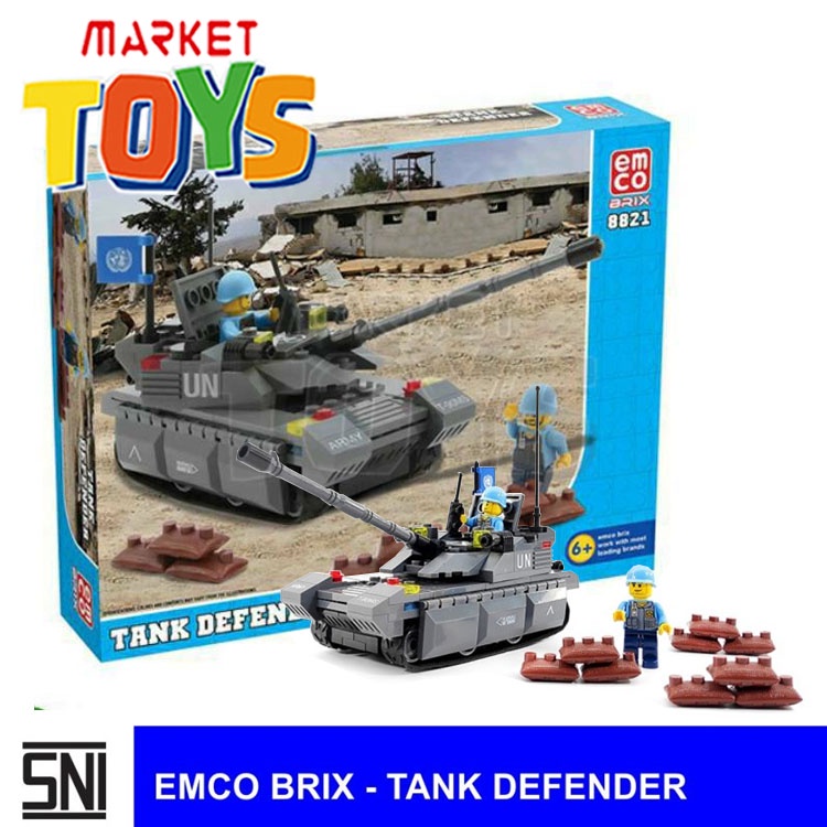 EMCO BRIX - TANK DEFENDER Mainan Anak Susun Balok Brick Model Mobil Tank Tentara Army
