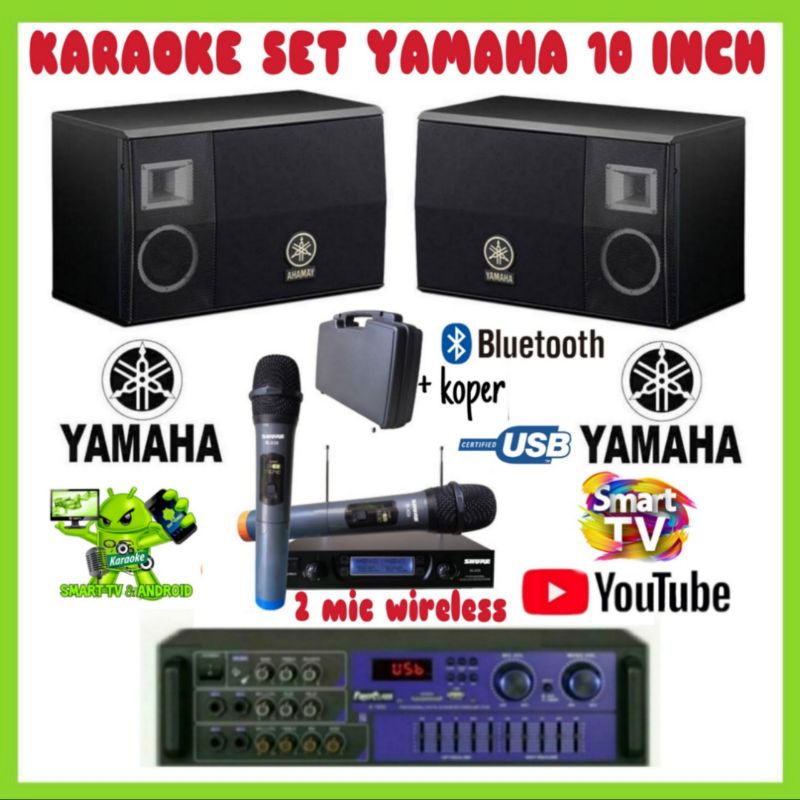 Karaoke Set Yamaha 10 Inch Ampli Bluetooth / Bisa Karaoke Di Smart Tv