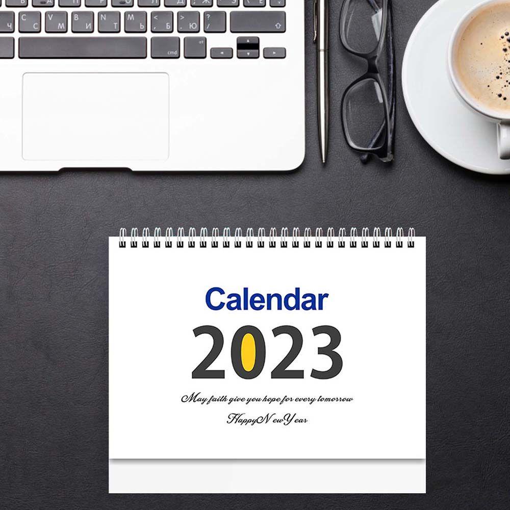 Lanfy Kalender Meja Jadwal Tahunan Perlengkapan Kantor Sederhana Dekorasi Meja Kalender Abadi Agenda Organizer Kalender Pengikat Spiral