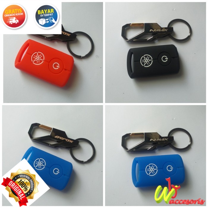 paket gantungan kunci remote keyless nmax aerox + cover silikon remote - Nmax Hitam