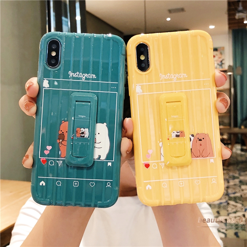 Case HP Gambar Kartun dengan Stand untuk VIVO Y30 Y12 V19