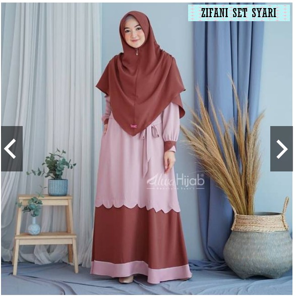 [Bisa COD] - Fashion Muslim  Wanita / Gamis murah / Syari / Set hijab || - ANAY - ZIFANI SET SYARI