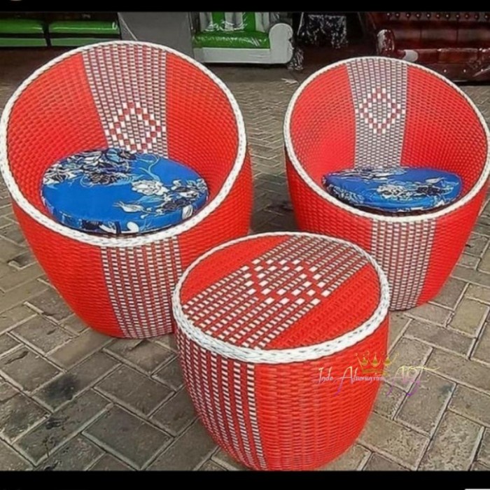 Kursi Teras Tamu 2+1 Bahan Rotan Sintetis