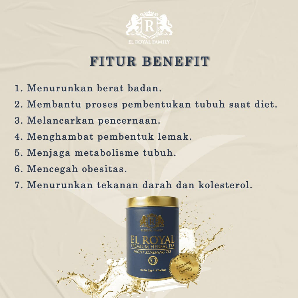 [GARANSI ORIGINAL] EL ROYAL PREMIUM HERBAL TEA - Teh Herbal Pelangsing Perut - Morning Slimming Tea - Night Slimming Tea BISA COD