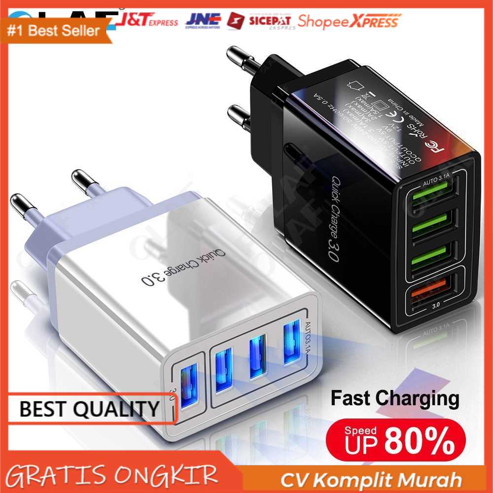 Grab Medan ORIGINAL OLAF Charger USB Fast Charging QC3.0 4 Port 48W - QC-04