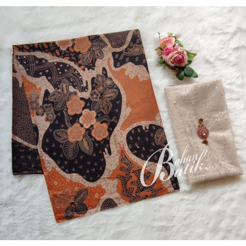 Grosir Kain Batik Katun Premium Halus Modern Serian Warna Orange Bata Teracota Seragam Bridesmaid
