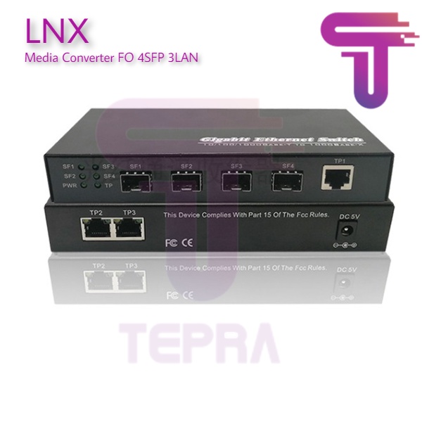 LNX Media Converter FO 4 SFP Port 3 Port Gigabit|4SFP 3LAN FO Switch