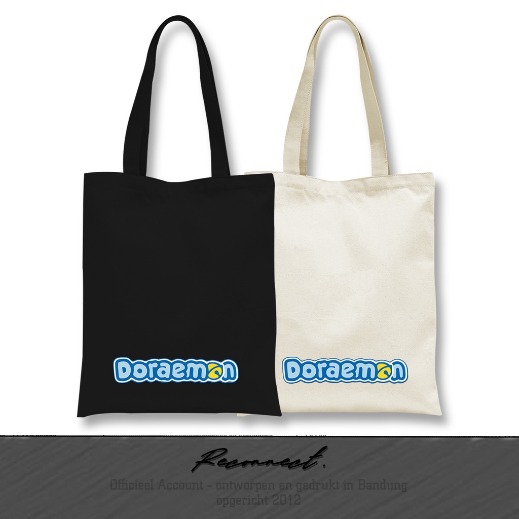 Reconnect TOTEBAG Motif Doraemon Text - GRATIS TAMBAH NAMA