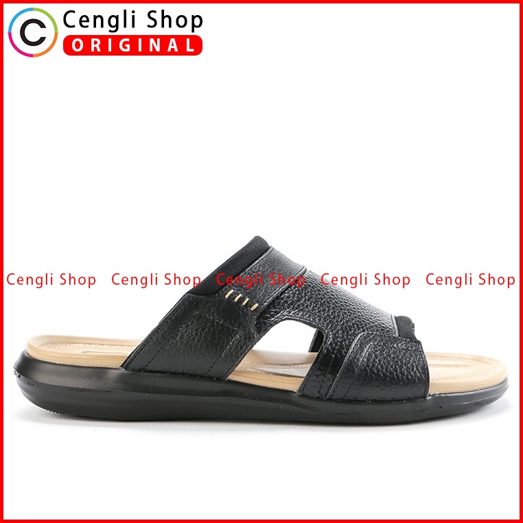 SANDAL CASUAL JIM JOKER PRIA ORIGINAL SLIDE KULIT BRANDED HITAM JJ10