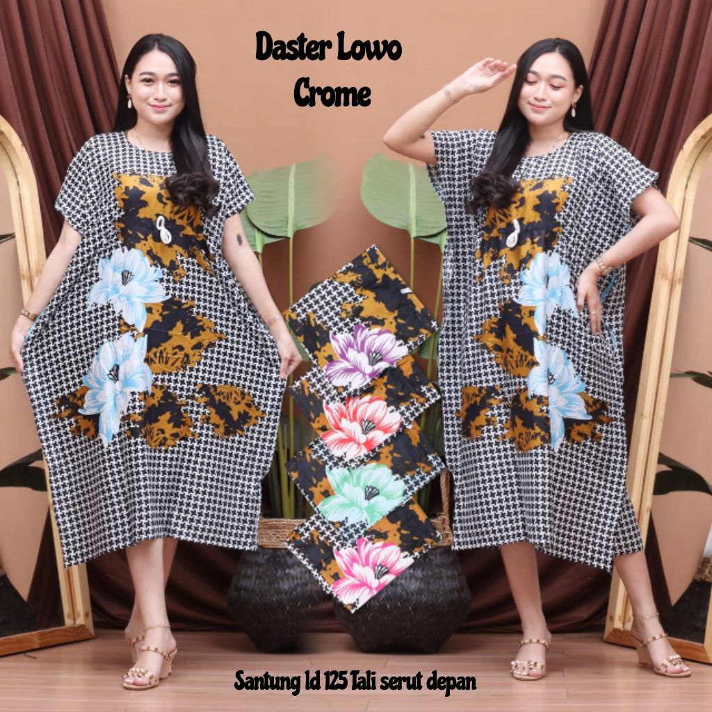 Daster Lowo Kalong Kelelawar Jumbo ld 120 - 125 BUNGA CROME Batik Rayon Premium Adem Non Busui