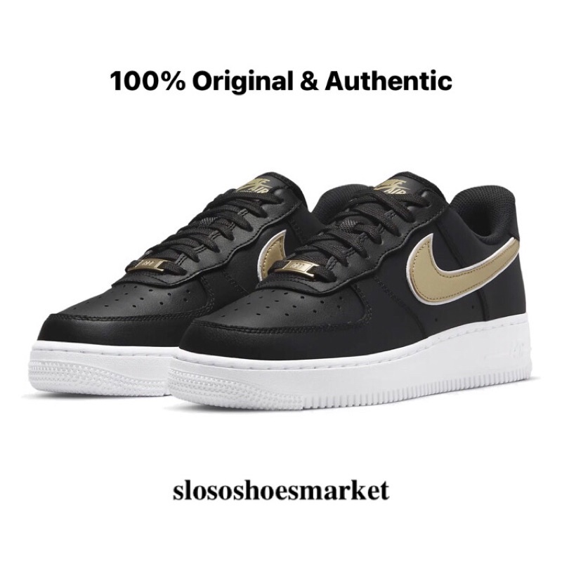 nike air force 1 low black gold