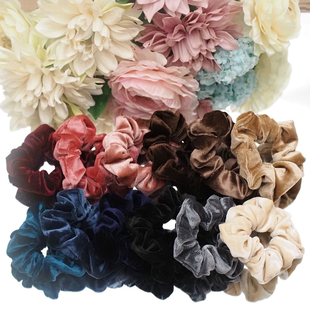 Scrunchie BLUDRU IMPORT GRES BUKAN BAHAN LIMBAH KUALITAS PREMIUM HALUS VELVET KOREA Kuncir Scrunchie