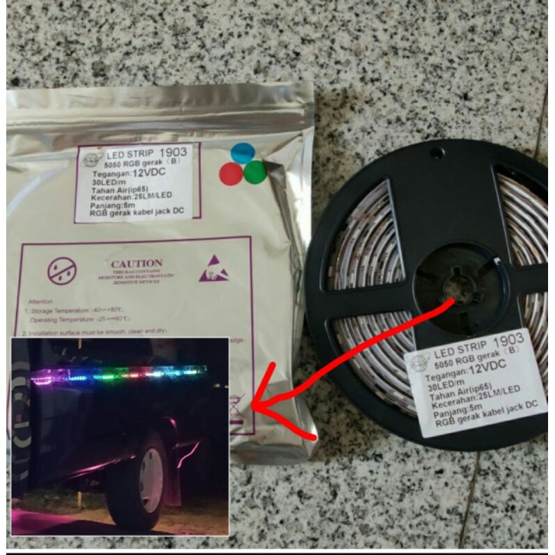 LED Strip RGB Strobo Bak L300 Truck Nyala Otomatis Lampu Kolong Modul IC Pintar 12v DC