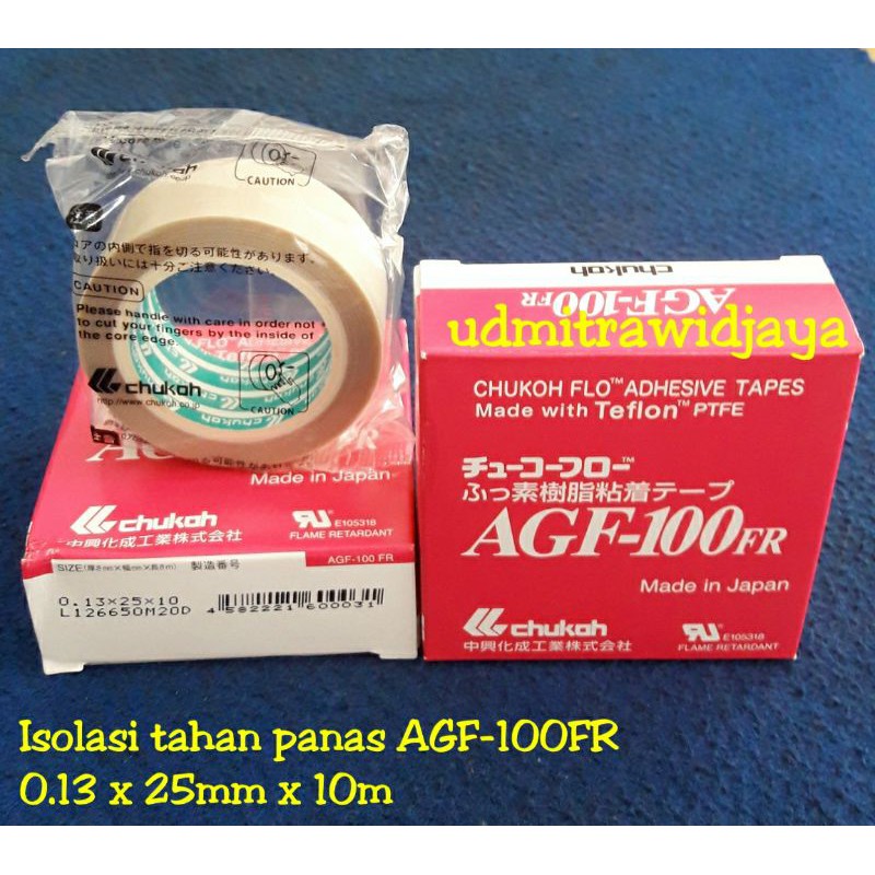 Isolasi tahan panas AGF-100FR 0.13x25mmx10m / chukoh flo adhesive tapes agf-100fr