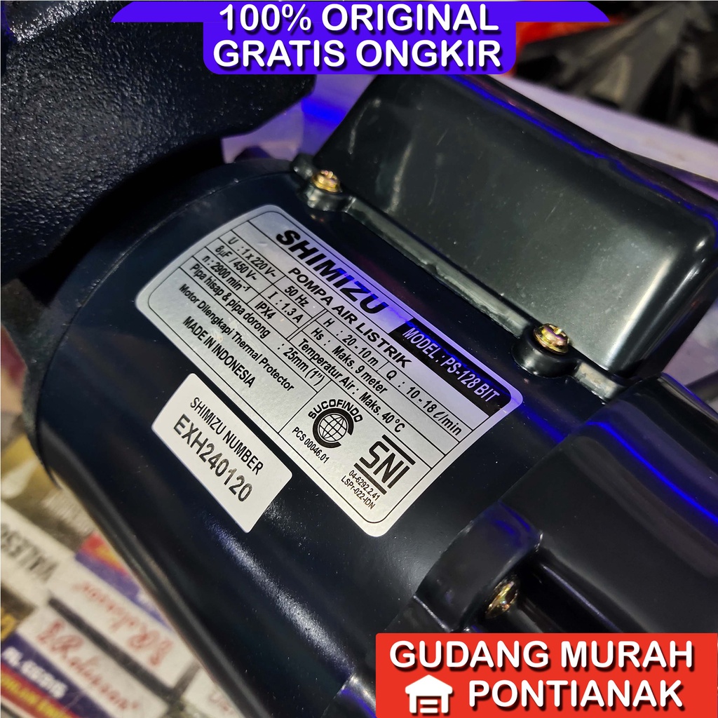 Pompa Air Shimizu PS 128 BIT EXTRA POWER 100 % GULUNGAN KAWAT MOTOR TEMBAGA