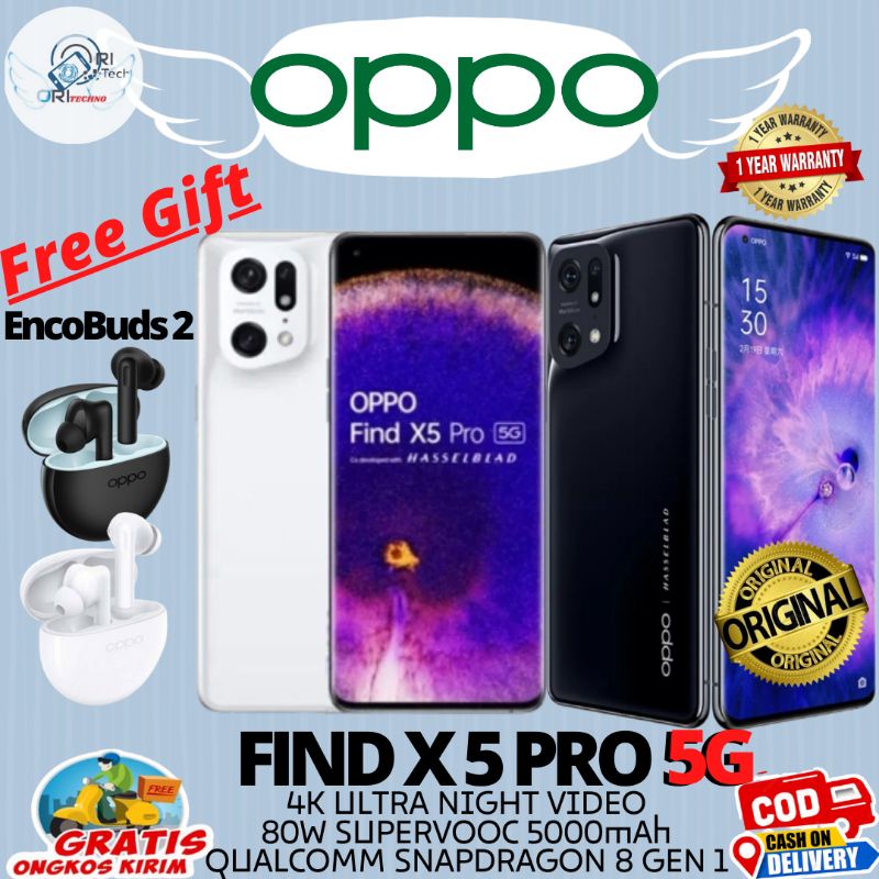 OPPO FIND X 5PRO 5G 12/256GB NEW FREE ENCO BUDS 2 GARANSI RESMI 100% ORI