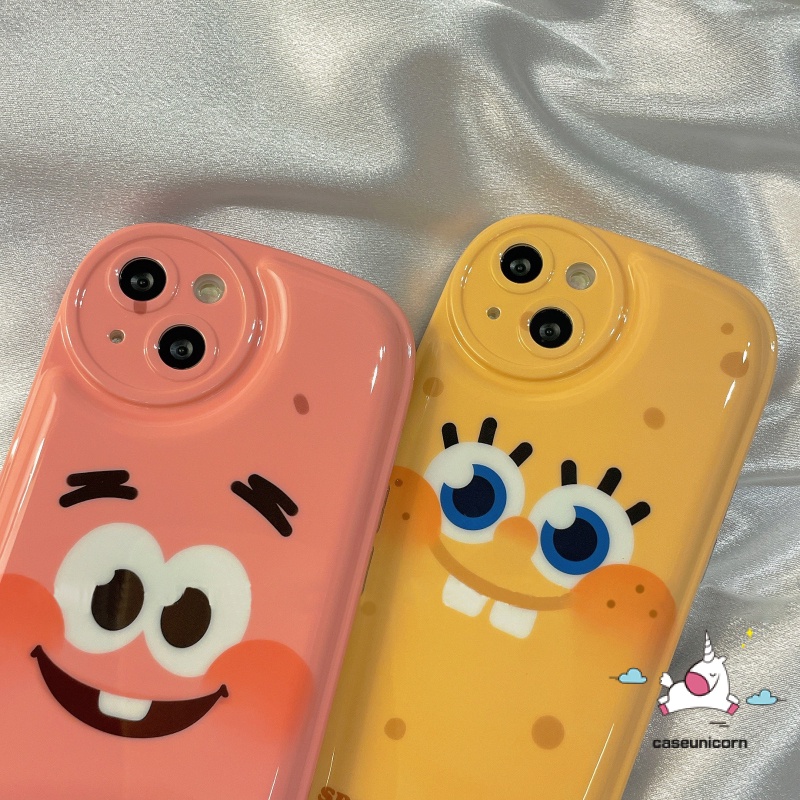 Soft Case TPU Tebal Motif SpongeBob Untuk IPhone 7 8 6 6s Plus 11 12 13 Pro MAX XR X XS MAX SE 2020