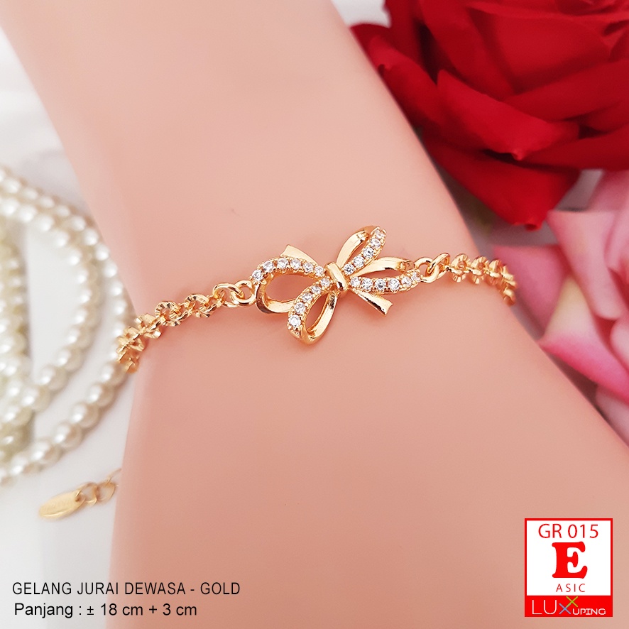 GR 015 Gelang Jurai Dewasa Bunga Mata Zirkon Perhiasan Wanita Lapis Emas 18K Aksesoris Korea Gelang Xuping Love Kunci Luxx Xuping