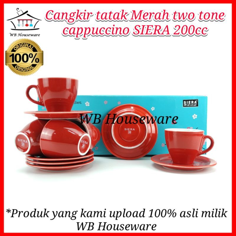 Jual Cangkir Kopi Set Pasang Tea Cup Gelas Cappucino Kpi Merah Two Tone Siera Cc