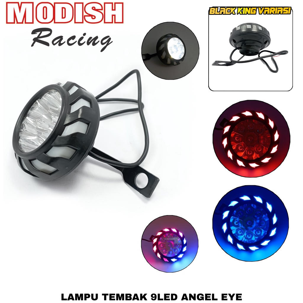 Lampu tembak sorot LED bracket spion 9 mata dengan angel aye 5 mode