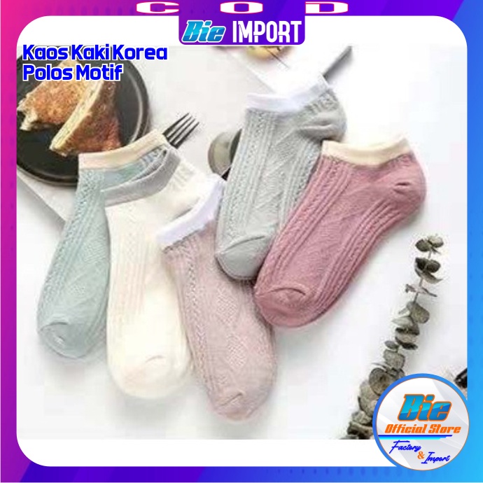 Kaos Kaki Korea Basic Polos Motif Korean Style Import