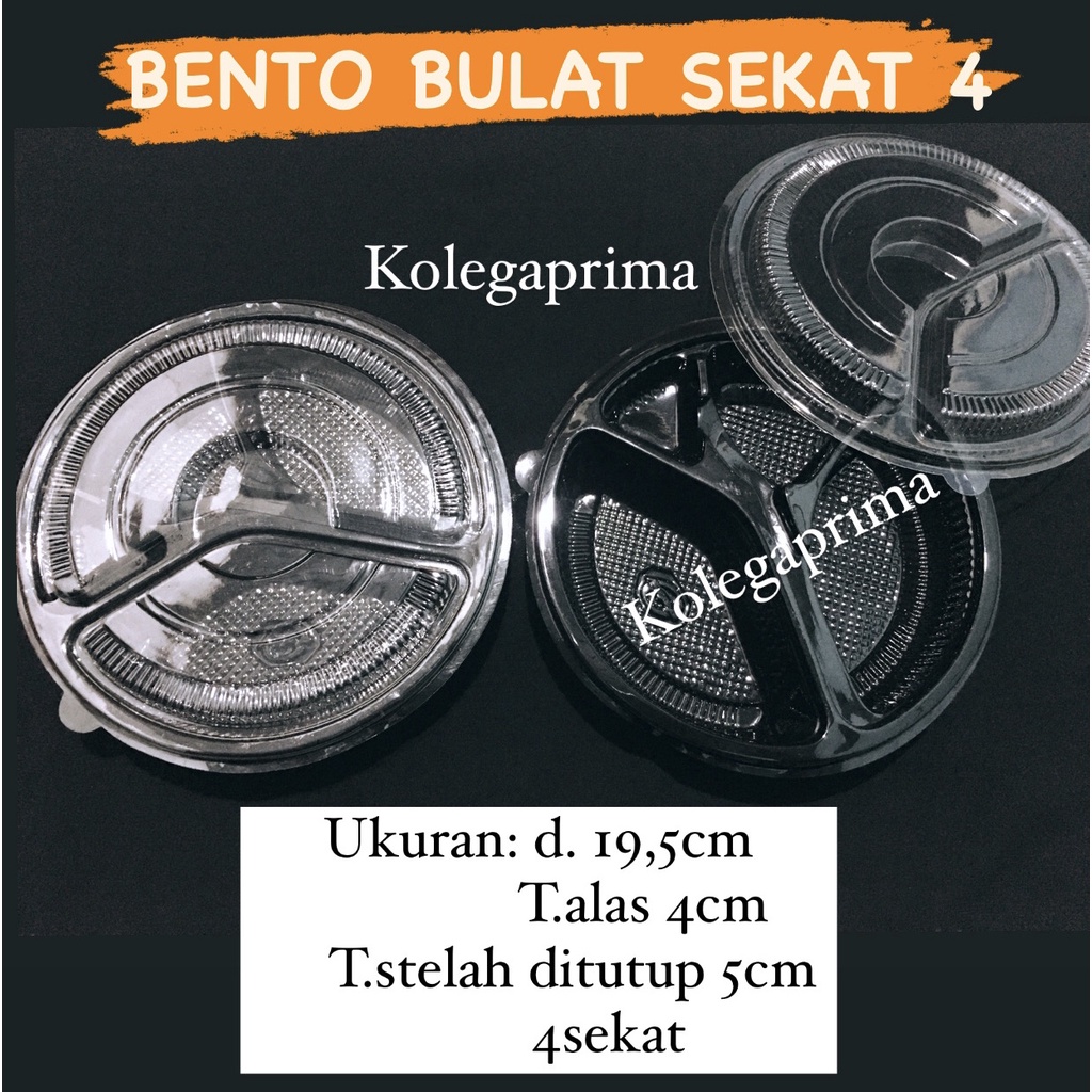 MIKA BENTO BULAT SEKAT 4 + SENDOK/ TRAY BENTO HALF-FORK MURAH ISI 25PCS