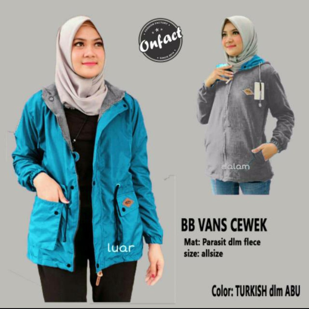 JAKET PARKA WANITA BOLAK BALIK JAKET WANITA PARKA BB MURAH JAKET PARKA CEWEK JAKET PARASUT WANITA-Turkish Abu