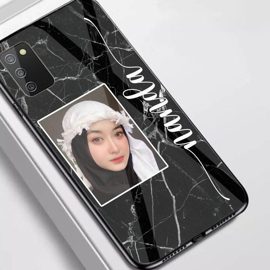 Terlaris.. (Custom Nama Plus Foto Bebas) Bahan SoftCase Glass Kaca For Oppo Vivo Realme Xiaomi Infin