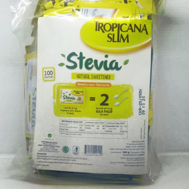 

Gula Tropicana Slim Stevia Gula Diet 100 sachet