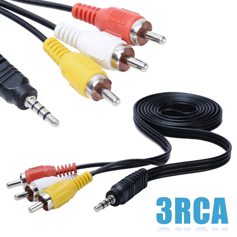 (Top Quality) (1M 3.5mm Jack Plug Male Ke 3 Rca Male Untuk Speaker / Laptop / Dvd / Tv)