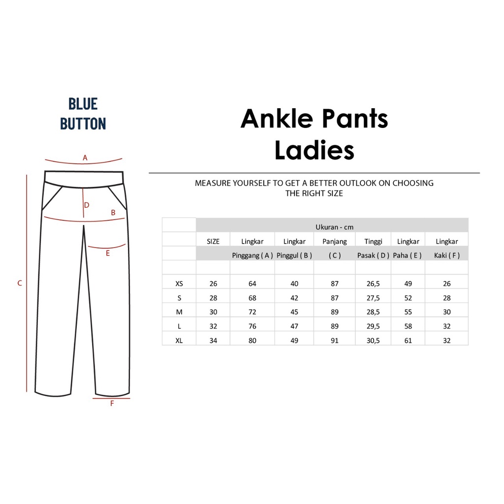 BlueButton Celana Panjang Wanita Smart Chino Ankle Pants Kekinian Slim Basic Daily Wear