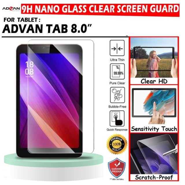 Tempered Glass Screen Guard Advan Tab 8 Inch