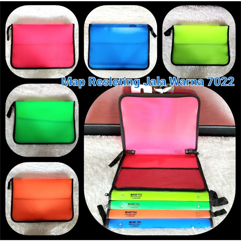 

Map Resleting/Zipper Big Jala Warna Skotlet/Florescent Folio 7022 Mrh/Kuning/Hj/Br/Orange