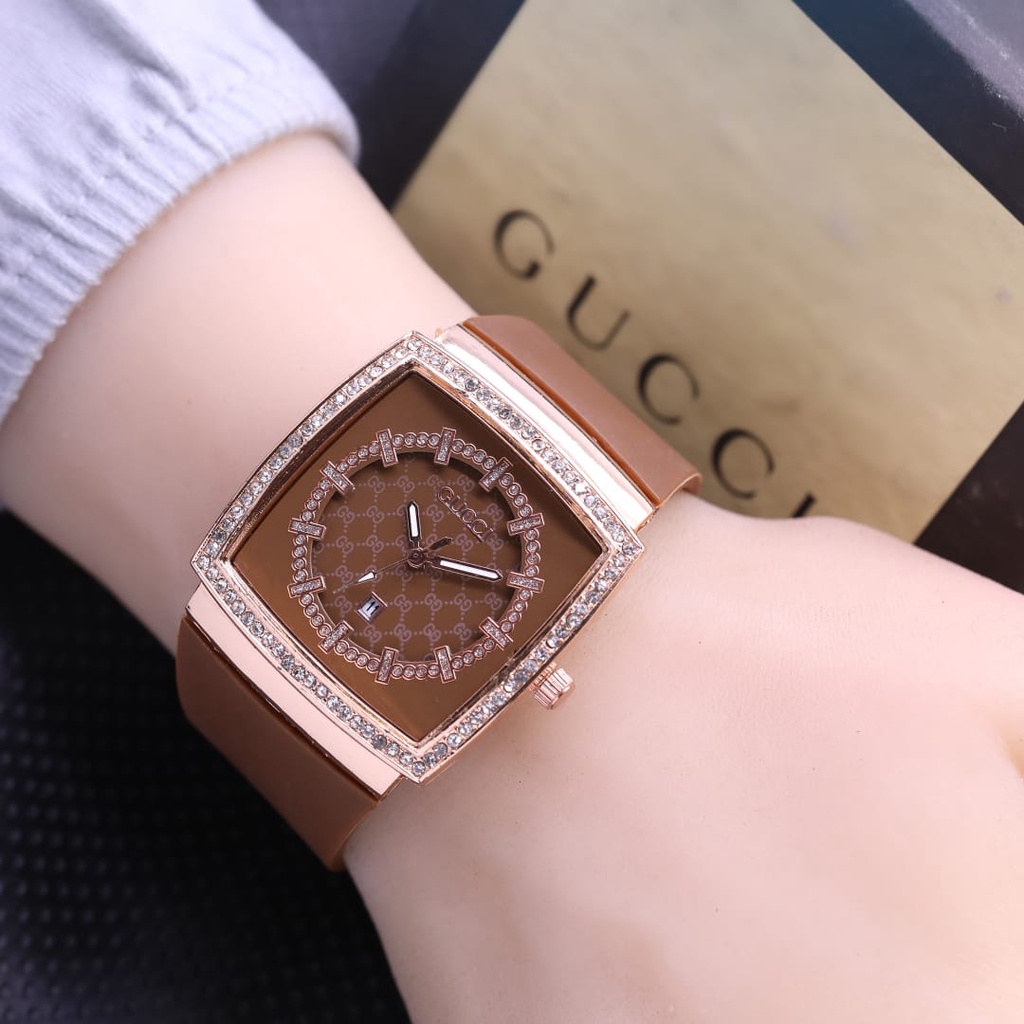 Grosiran Jam Tangan Wanita 8536TL Analog Strap Rubber Tanggal Aktif Free Baterai Cadangan dan Box Original