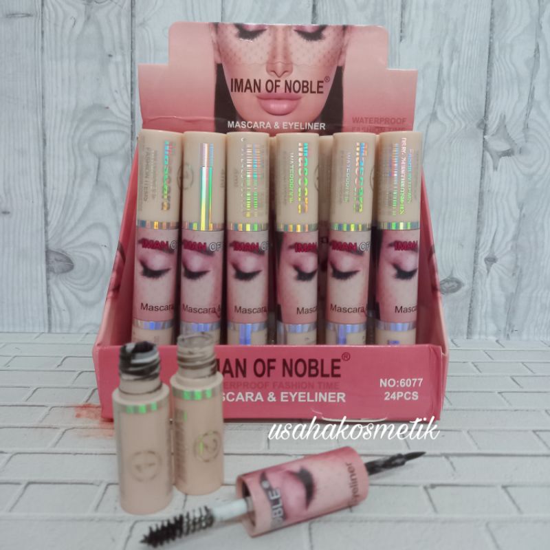 TERMURAH IMAN OF NOBLE MASCARA &amp; EYELINER 2IN1 PEACH WATERPROOF 24 JAM NO.6080