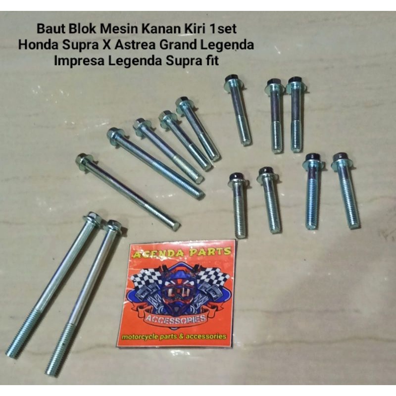 1set Baut Blok Mesin Kanan Kiri 1set Honda Supra X Astrea Grand Legenda Impresa Legenda Supra fit