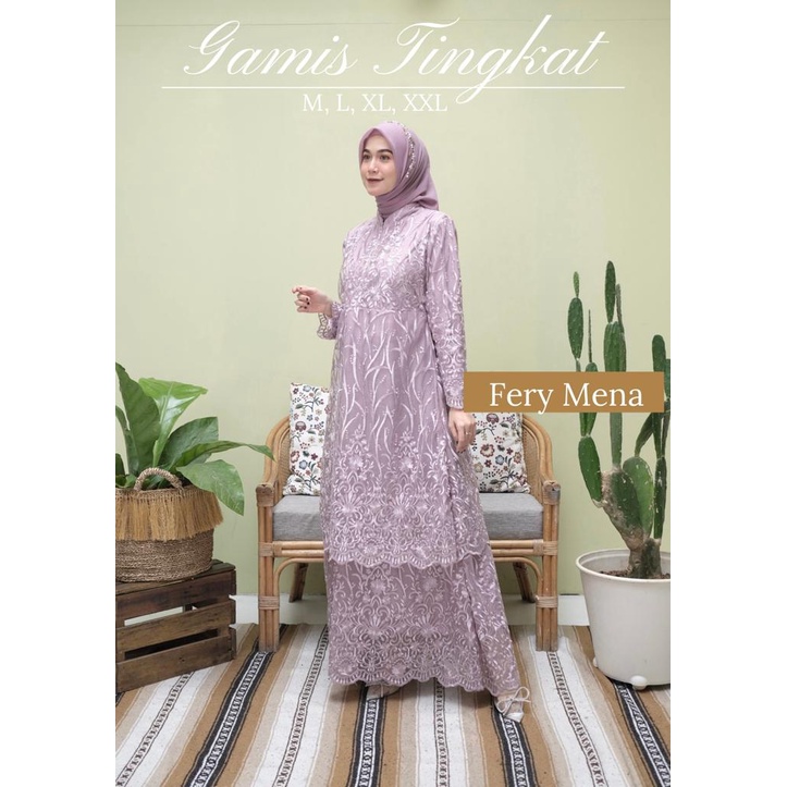 Kadai.baju / Gamis tingkat tulle bordir mutiara / Gamis pesta wanita / Gamis brukat kondangan dan pernikahan Size M L XL XXL