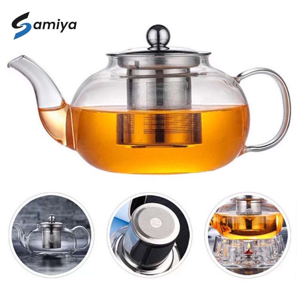 Tea pot infuser / teko teh kaca stainless / teapot / teko teh dengan saringan / tea maker