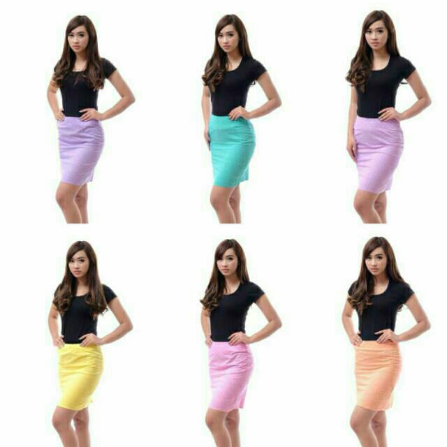 ROK PENSIL EMBOSS POLOS PASTEL MINI SKIRT BAWAHAN KEBAYA BATIK MOTIF TIMBUL