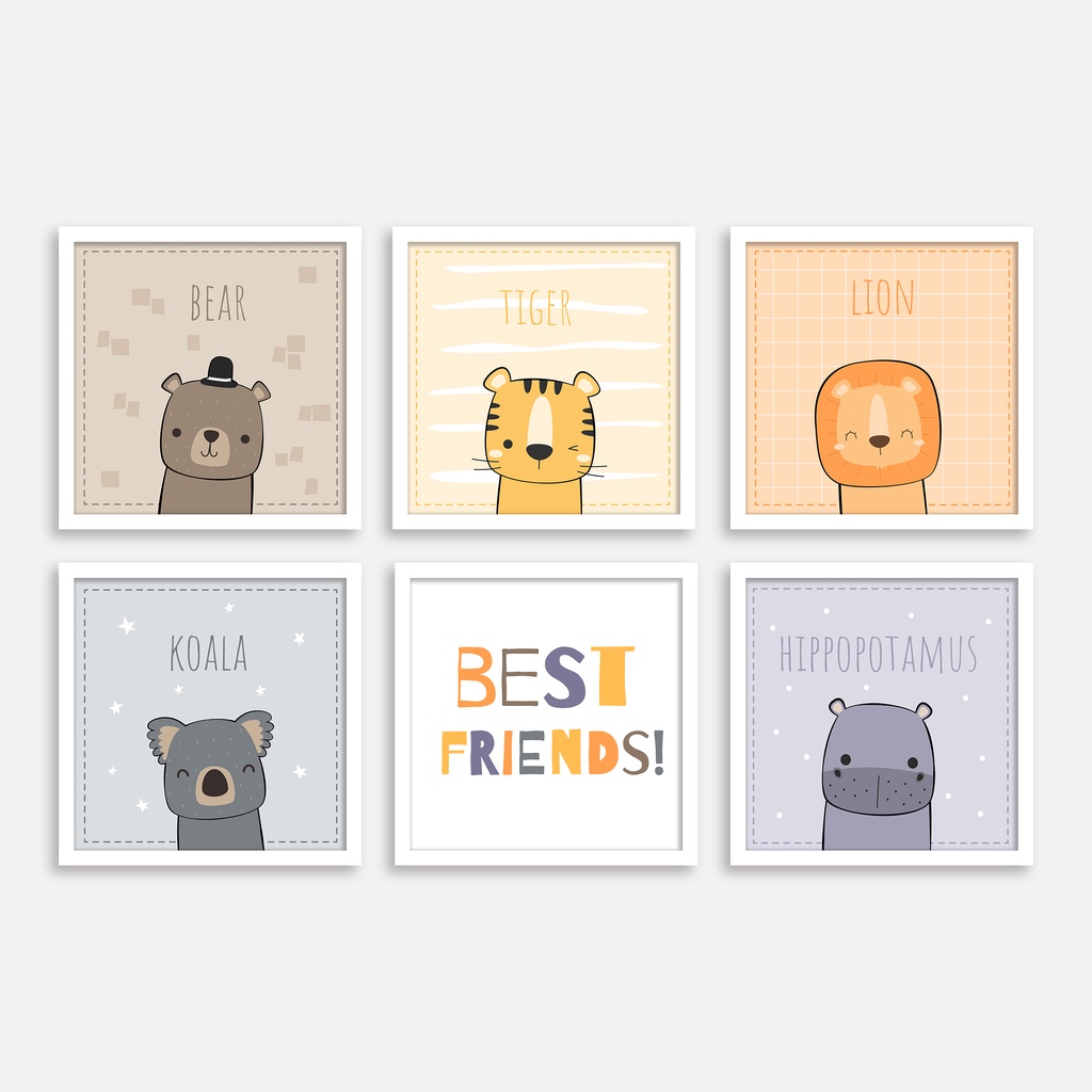 PAJANGAN HIASAN DINDING ANAK GAMBAR HEWAN DEKORASI KAMAR BEST FRIEND #DEKORASI #PAJANGAN [LOOKART.]